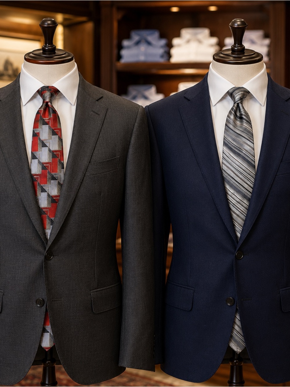 Claiborne Men’s Silk Necktie Lot of 2 Red Geometric Gray Striped Ties